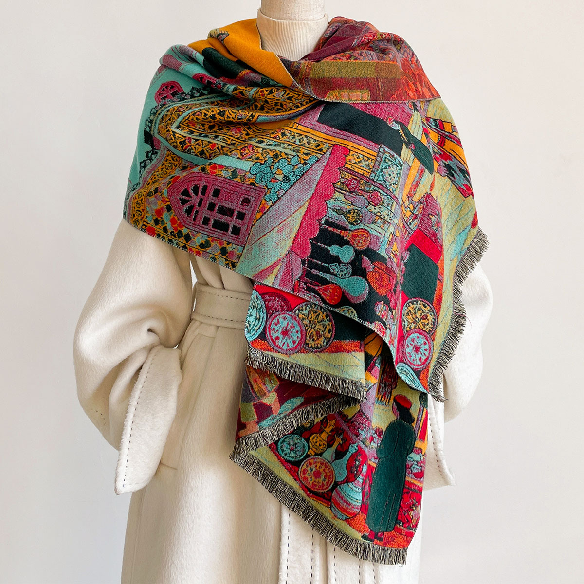 ผ้าพันคอผู้หญิง ฤดูใบไม้ร่วง-ฤ - Go Ethnic Fashion บทวิจารณ์และราคา
