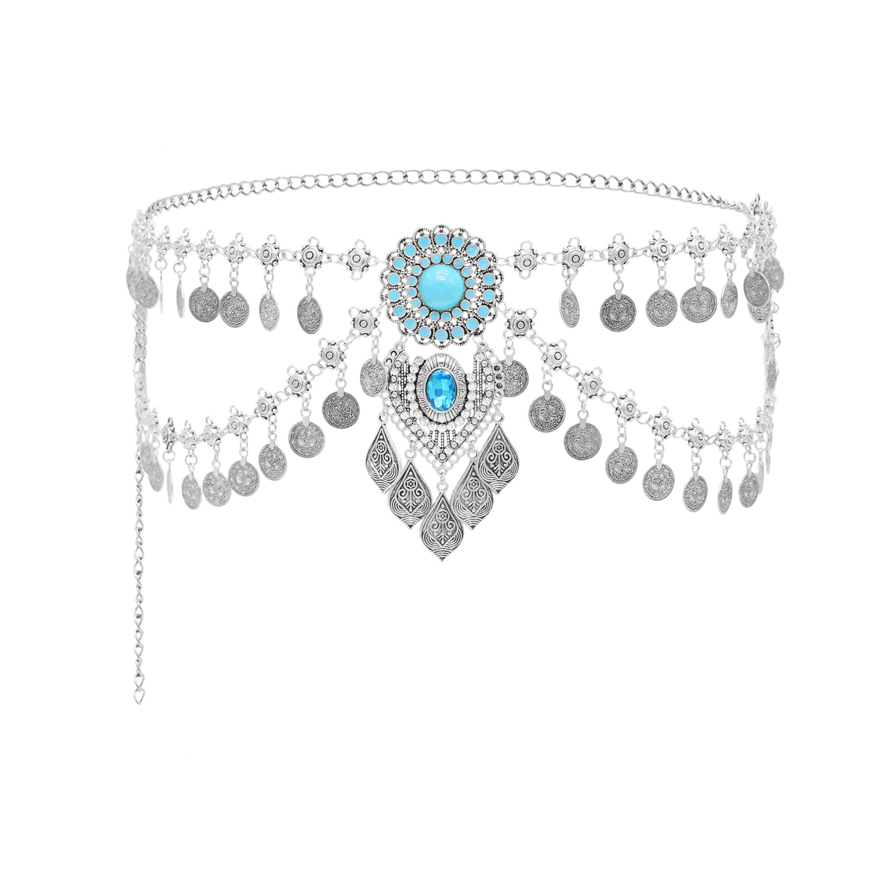 สร้อยคาดเอวสีเทอร์ควอยส์เทียมป - Ethnic Modern Fashion บทวิจารณ์และราคา
